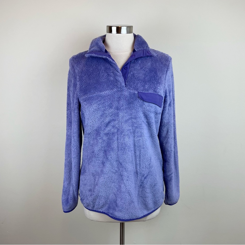 Jachs Cabin Solid Purple Blue Fuzzy Long Sleeve Sweater Pullover Women Small